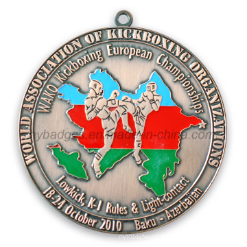 Stamping Logo Médaille Antique Argenté (GZHY-MB-005)